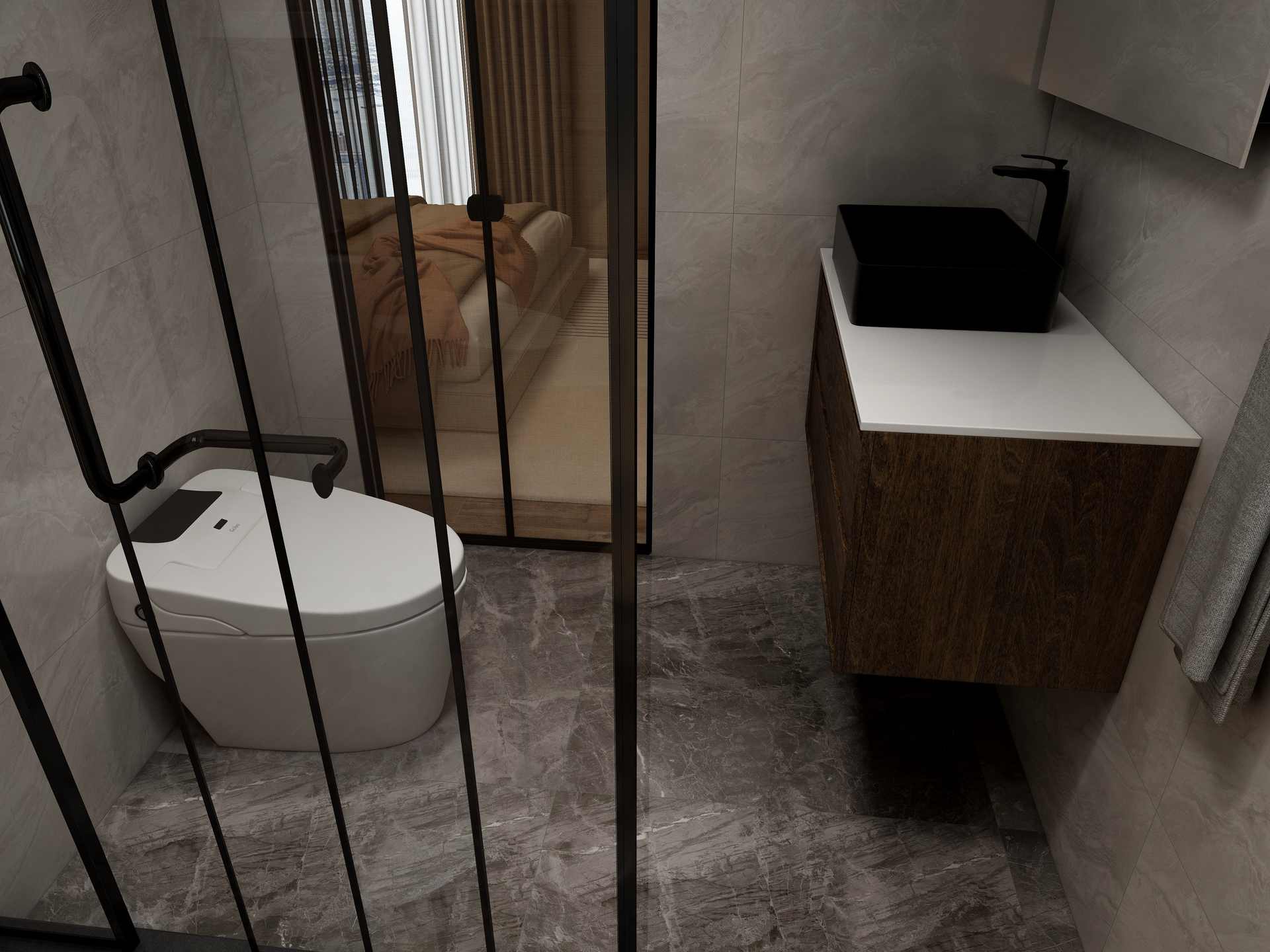 A modern toilet in a minimal bathroom