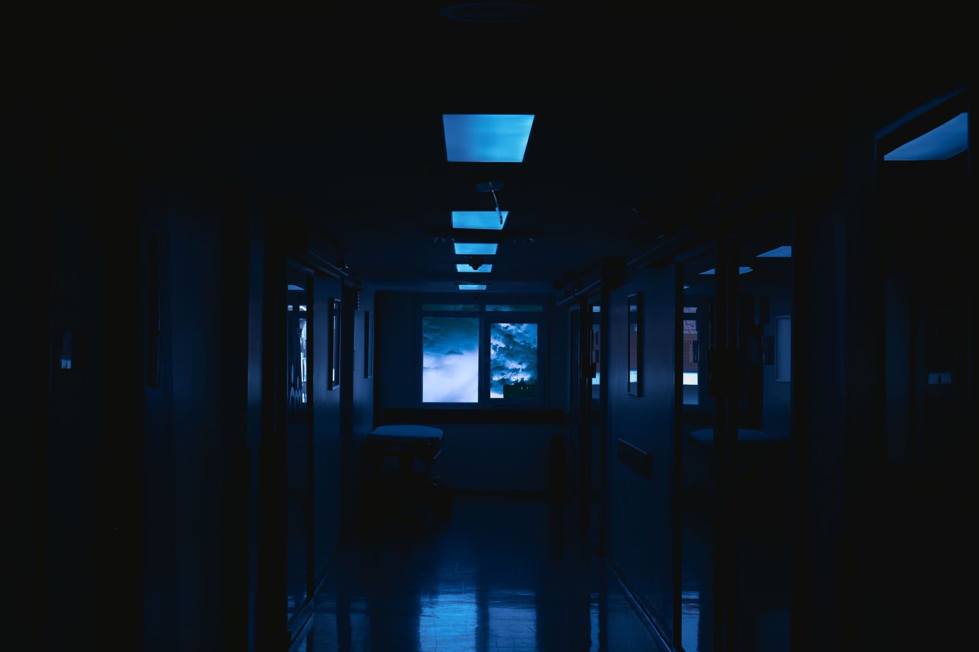 A soft night light in a dark room