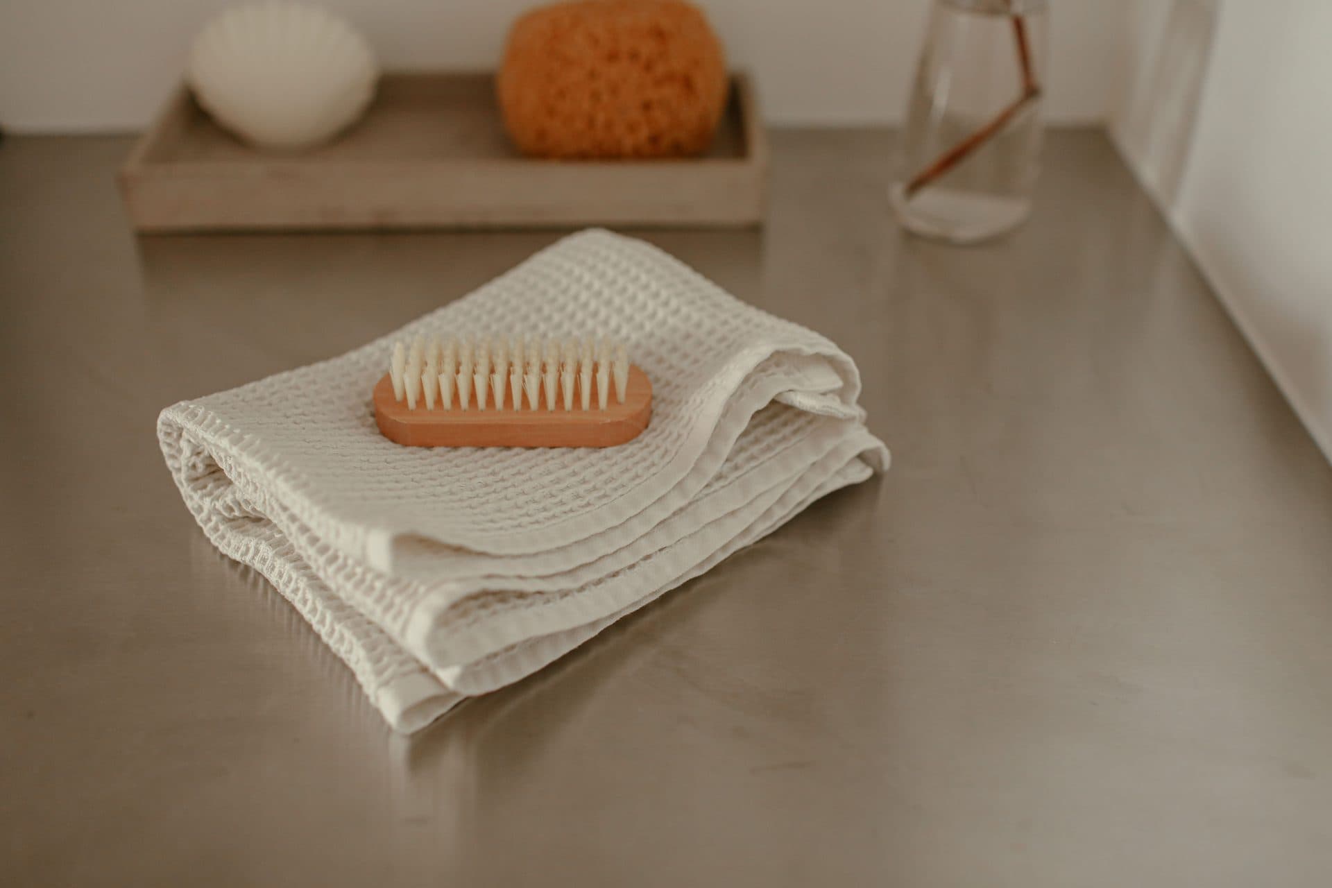 A folded waffle-weave towel