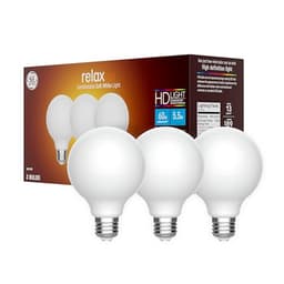 GE Lighting GE Relax HD LED G25 Vanity Globe Bulbs, 60-Watt Replacement, Soft White (2 Pack)